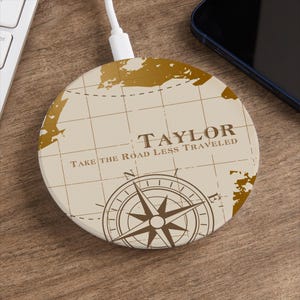 Compass Inspired Personalized Wireless Charging Pad Iphone Chargers, Wireless Phone Charger, Tech Accessories, Phone Accessories, Charger
