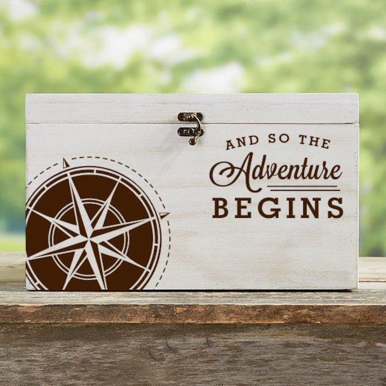 Personalized Graduation Card Box – Engraved Compass Wood Card Holder – Custom Graduation Party Money Box – Unique Grad Student Keepsake Gift image 3