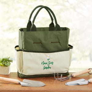 Flowers For Her Personalized Garden Tote and Tools, Gifts for Her, Gardening Gifts, Christmas Gifts, Mothers Day Gifts