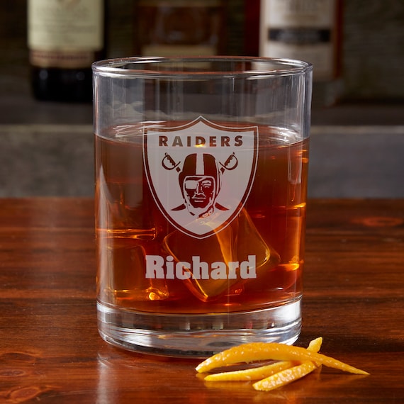 NFL Las Vegas Raiders Engraved Old Fashioned Whiskey Glass 