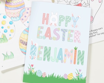 Personalized Easter Coloring Book – Kids Custom Name Activity Book – Easter Basket Gift for Kids – Easter Alphabet Coloring Book