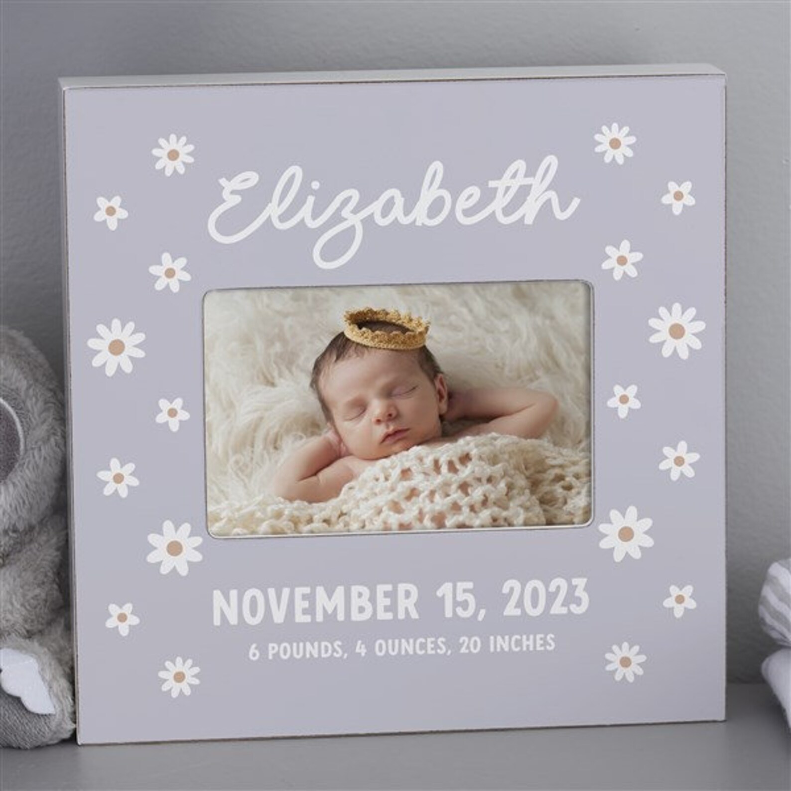 Retro Daisy Personalized Baby Picture Frame, Baby Frame, Newborn ...