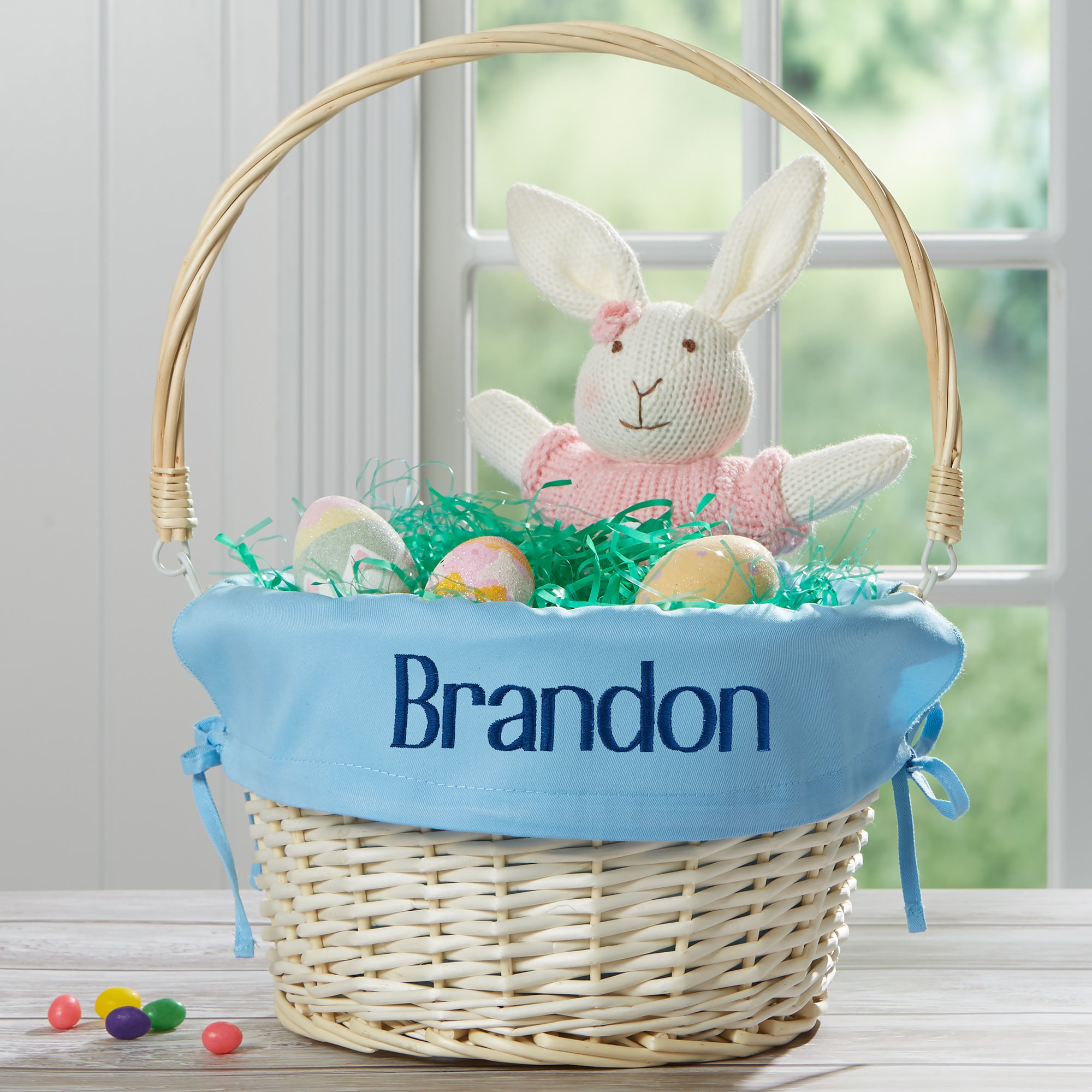 Personalized Light Blue Easter Basket With Liner Easter Etsy