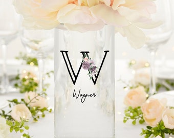 Colorful Floral Personalized 7.5" Cylinder Wedding Vase, Wedding Gifts, Gifts for Couples, Mr and Mr Gift, Mrs and Mrs Gift