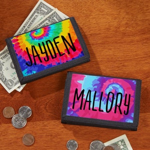 Tie-Dye Fun Personalized Kids Wallet, Kids Wallet, Gift for Kids, Custom Wallet, Tri-Fold Wallet, Kids Gift, Tie Dye Wallet, Fast Shipping