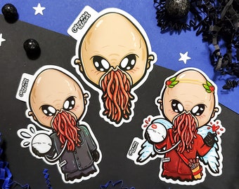 Cute Ood Die Cut Stickers, Doctor Who Inspired Sci-Fi Stickers for Whovians, Alien Sticker Gift for Doctor Who Fans, Gift for Sci-Fi Lovers