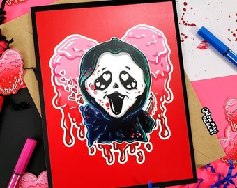 Cute Scream Ghostface Love Card, 3D Scream Valentine’s Day Card Horror Fans, Scream Scary Movie Horror Card, Horror Birthday Slasher Gift