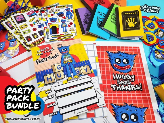 Playtime Party Pack Bundle, Poppy Playtime Huggy Wuggy Themed Party Favors  Invitations & Thank You, Video Game Kids Monster Party Favors 