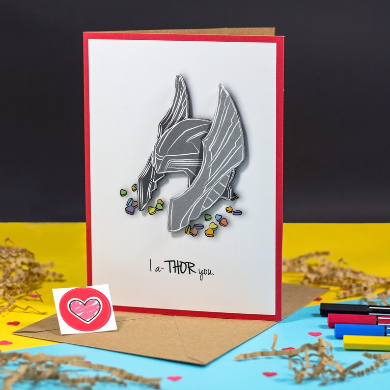 I A-thor You Love Card, 3D Valentine's Day Card, Thor Inspired, Funny ...