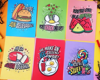 Punny Food Love Cards, Funny Valentine's Day Cards, Funny Valentine's Gifts, Affirmation Cards, Encouragement Cards, Friend Cards