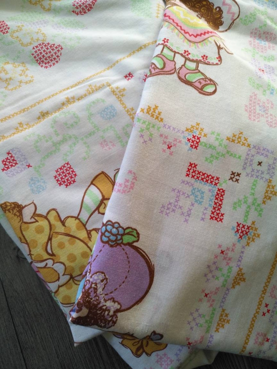 Vintage Strawberry Shortcake Sheets Blanket Pillowcase 80s Etsy Hong Kong