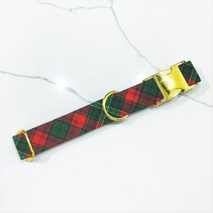 Christmas Plaid Dog Collar, Christmas Dog Collar, Plaid Dog Collar, Holiday Dog Collar