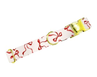 Bow Wow Dog Collar, Holiday Dog Collar, Girly Dog Collar, Bow Dog Collar