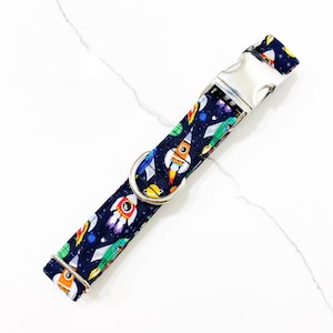 Out of This World Dog Collar, Space Dog Collar, Spaceship Dog Collar, Colorful Dog Collar