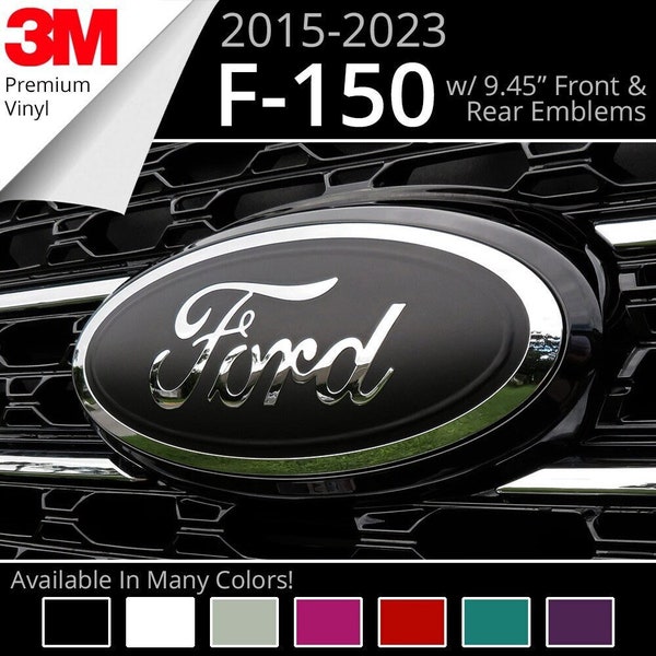 BocaDecals 2015-2023 Ford F150 Emblem Overlay Insert Decals 9.45" Wide Emblems (Set of 2) 2022 2021 2020 2019 2018 2017 2016