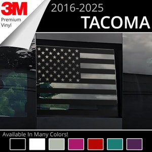 BocaDecals 2016-2025 Toyota Tacoma Rear Middle Window American Flag Decal 2017 2018 2019 2020 2021 2022 2023 2024