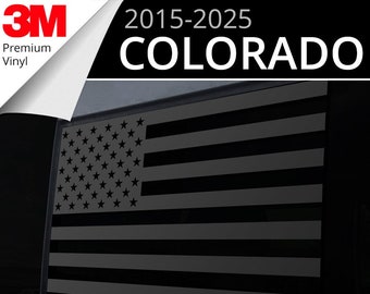 BocaDecals 2015-2025 Chevy Colorado Rear Middle Window American Flag Decal 2015 2016 2017 2018 2019 2020 2021 2022 2023 2024