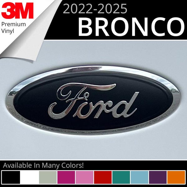 BocaDecals 2022-2025 Ford Bronco Rear Emblem Overlay Insert Decal (Set of 1) 2024 2023