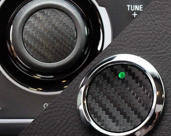 Ford Edge 2015-2018 Insertos de botones de volumen y arranque de fibra de carbono (negro)