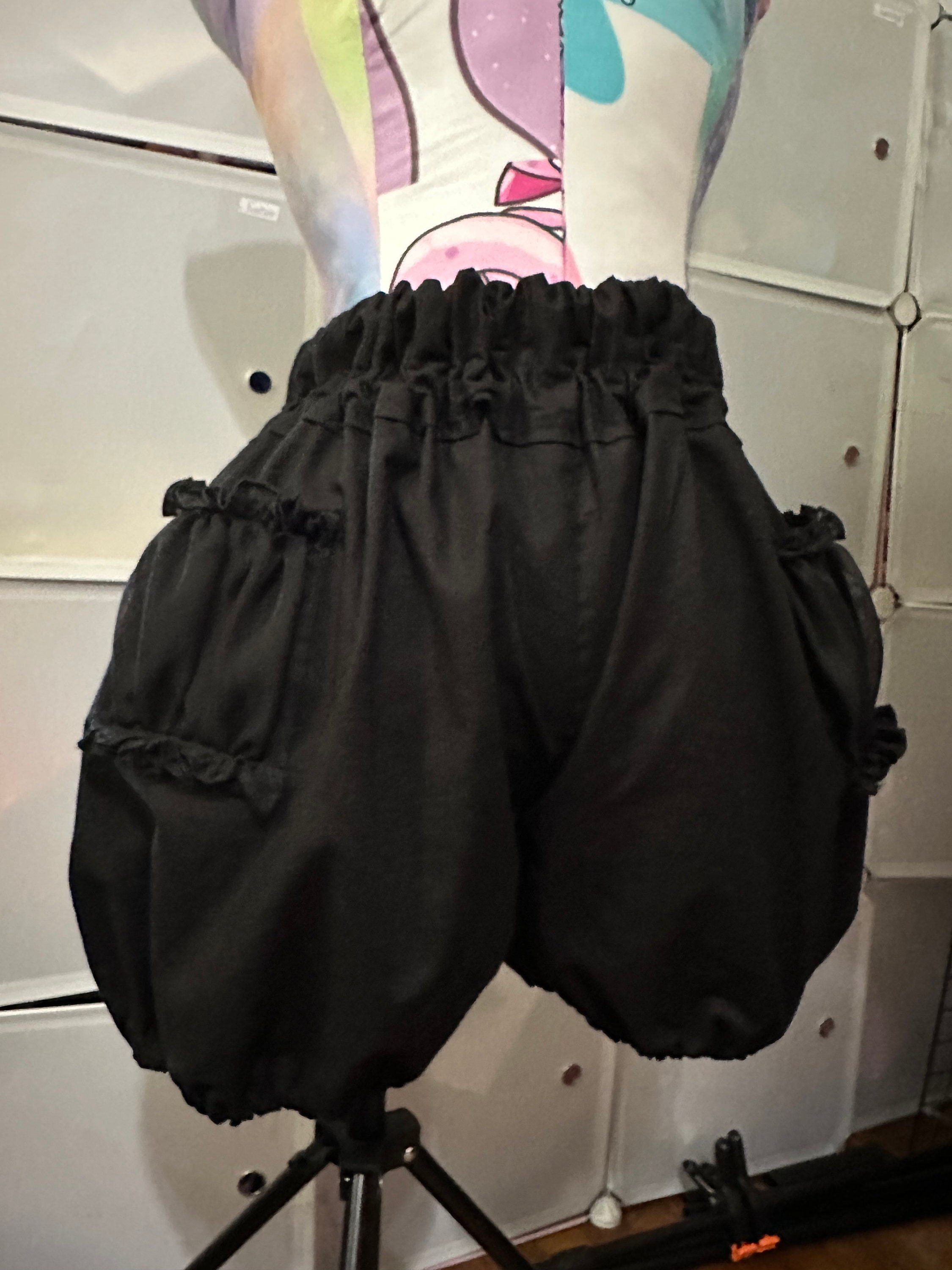 Custom Size Black Puffy Shorts / Pumpkin Pants / Ouji Kodona