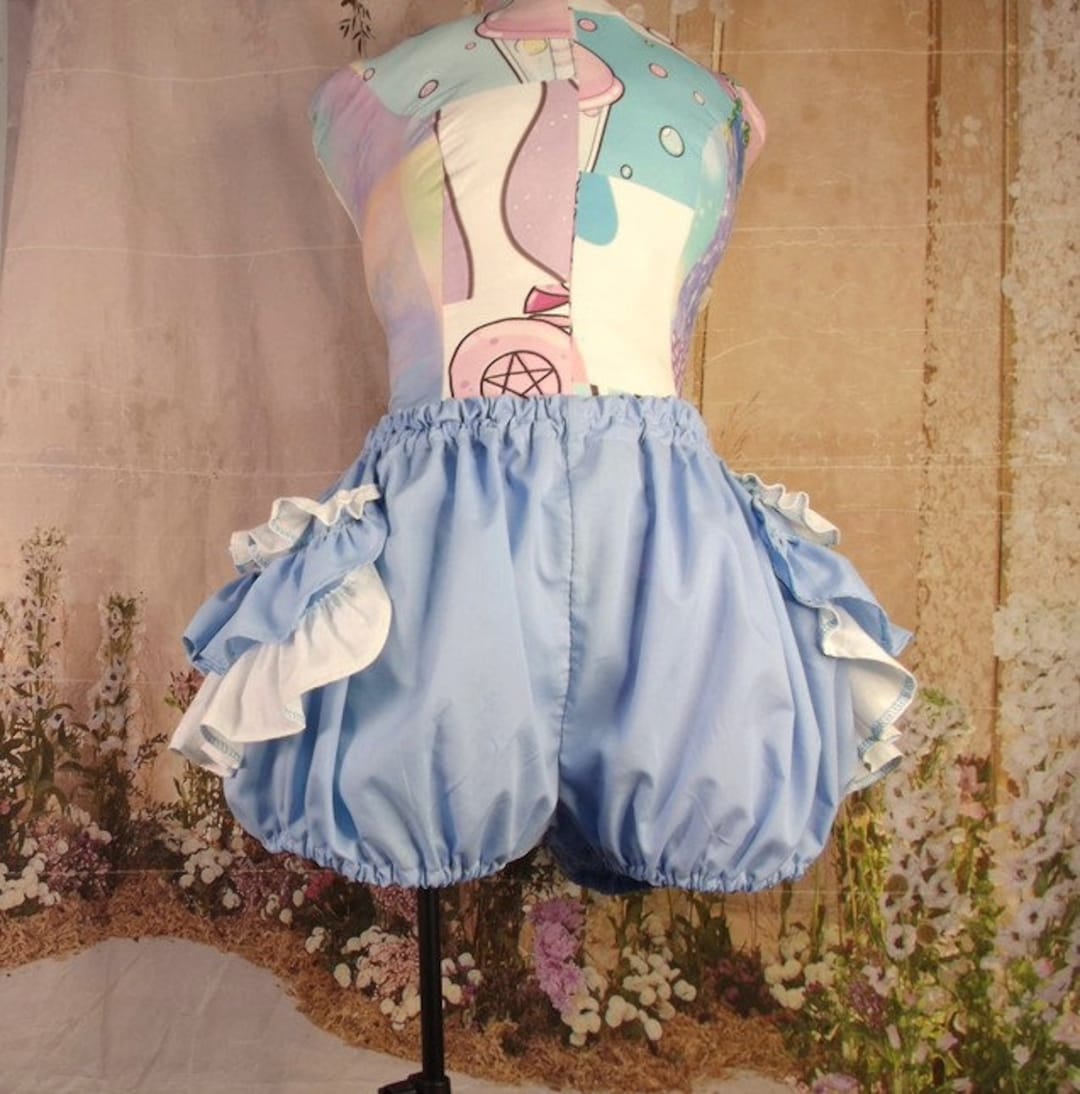 【COLOR iN ID】Hair Pumpkin Puff Shorts Custom Size Light Blue and White Puffy Shorts / Pumpkin