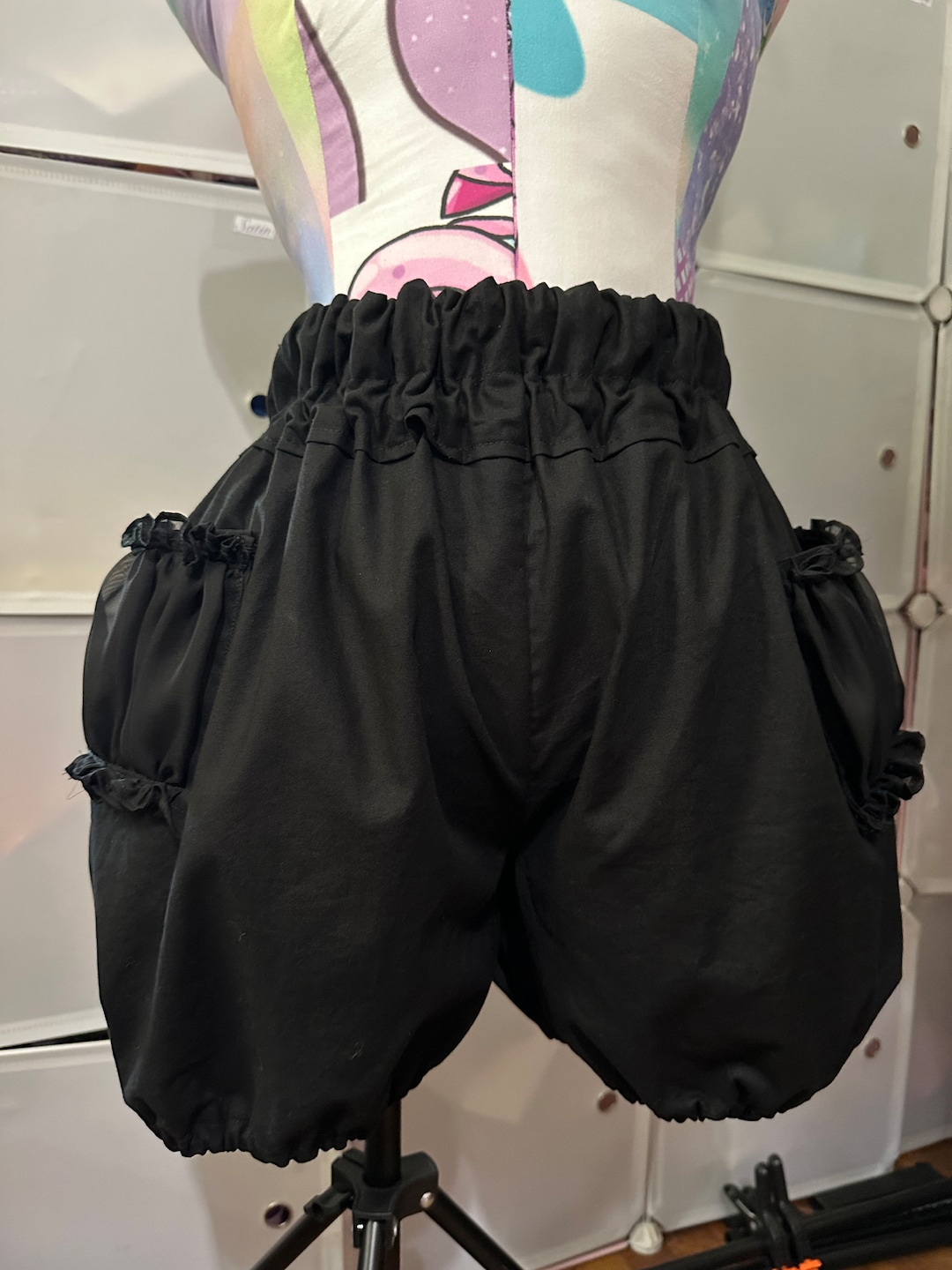 Custom Size Black Puffy Shorts / Pumpkin Pants / Ouji Kodona