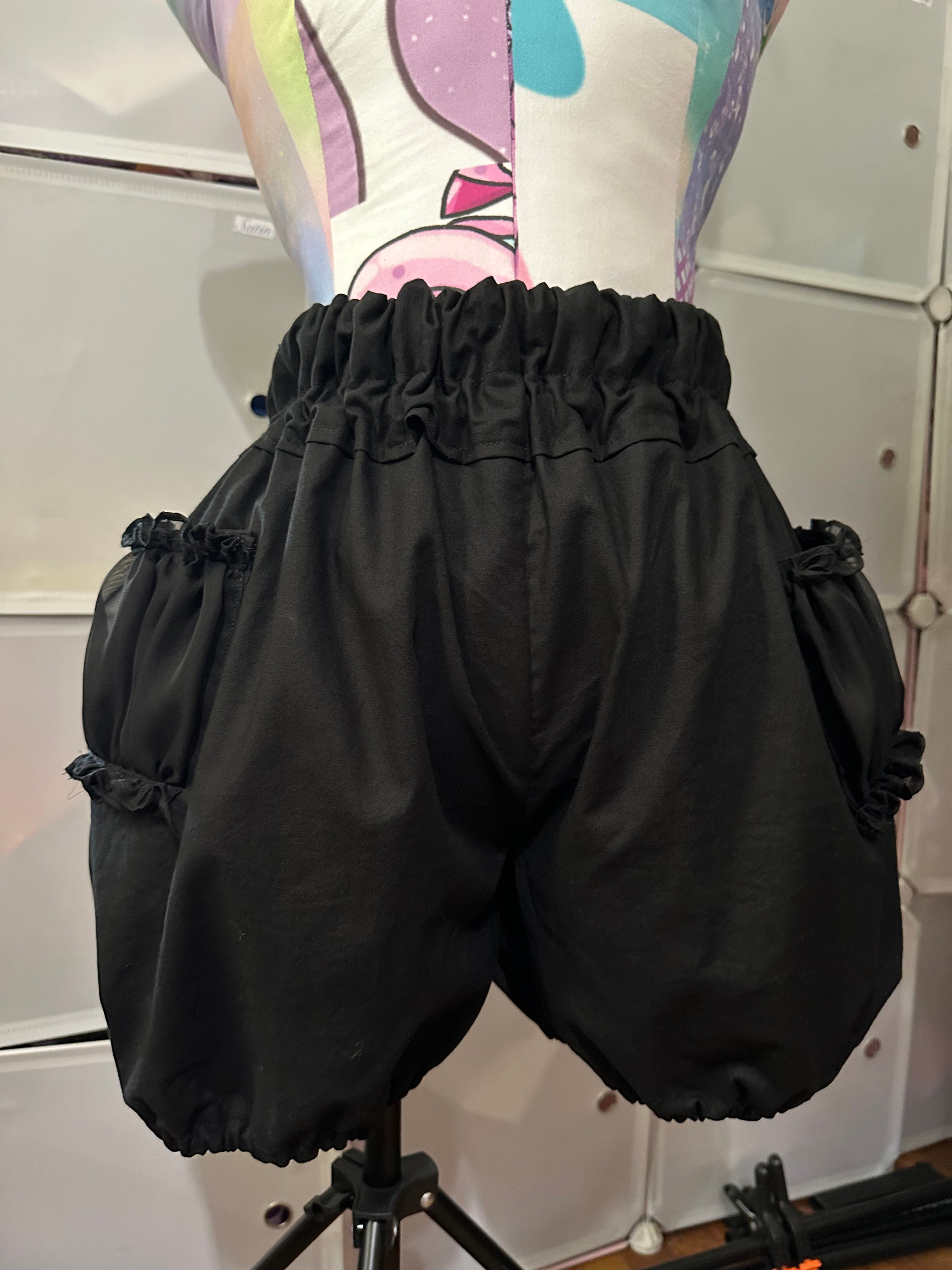 Custom Size Black Puffy Shorts / Pumpkin Pants / Ouji Kodona