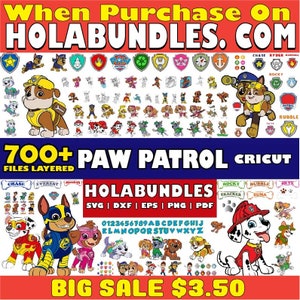 Paw Patrol SVG, Paw Patrol Bundle Svg, Paw Patrol Font Svg, File cut, Silhouette Digital Dowload