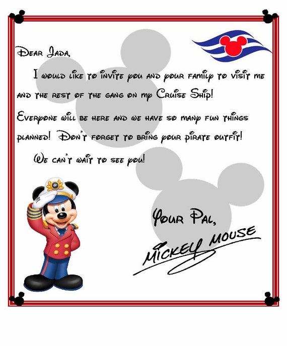 Custom Disney Cruise Letter from Mickey Invitation to Disney | Etsy