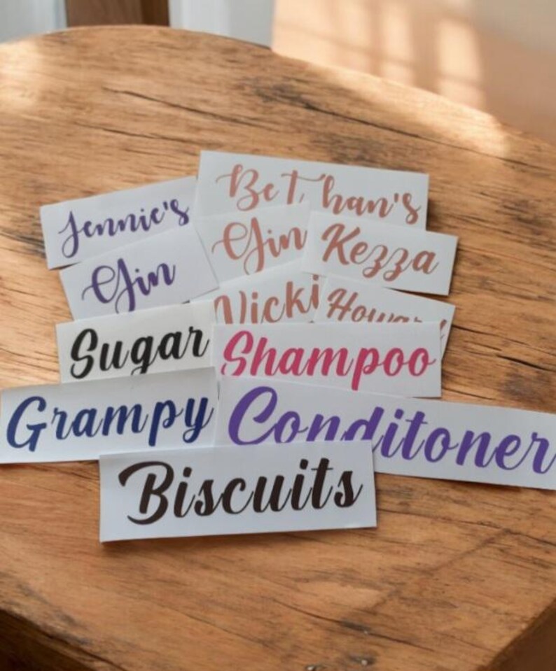 10 Personalised Vinyl Stickers. Multi Pack. Glass Stickers. Name Tags