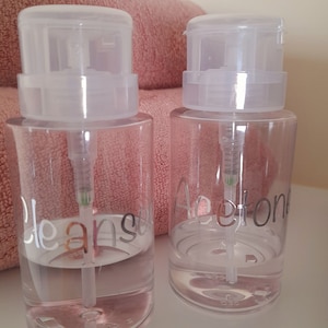 Personalised  Nail Polish Remover Push Down Pump Dispenser Empty Bottles