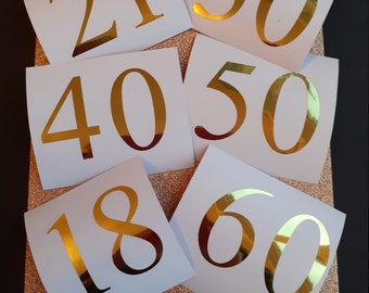 18th 21st 30th 40th 50th 70th Vinyl Birthday Number Age Related Stickers /Decals ideal, Cards, Balloons, Boxes. Bags