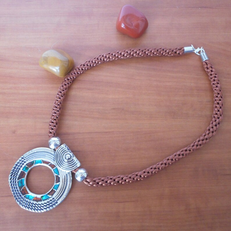 Handmade cord brown necklace brown cord handmade necklace Etsy España