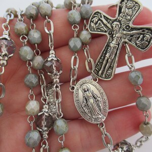 Shades of Grey Czech Glass Baptism Communion, 5, Five Decade Rosary, Religious Gift, Catholic, Spiritual, Rosary, Prayer Beads