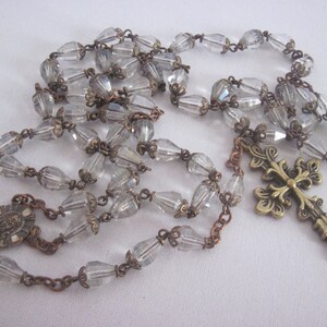 Verre à facettes en bronze clair, Baptême, Communion, 5, Rosaire de cinq décennies, Don religieux, Catholique, Spirituel, Rosaire, Perles de prière