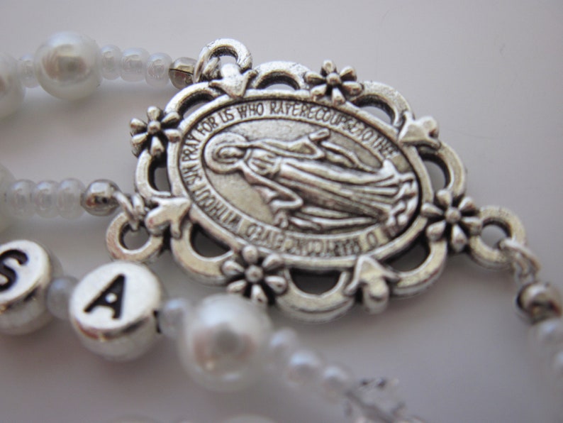 Baby Girls White Personalized Custom Name Rosary Rosary Beads Etsy
