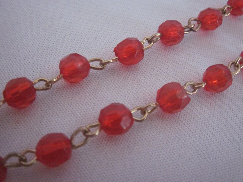 Economical Gold Tone Faceted Red Acrylic, 5, Five Decade Rosary, Religious Gift, Catholic, Spiritual, Rosary, Prayer Beads image 4