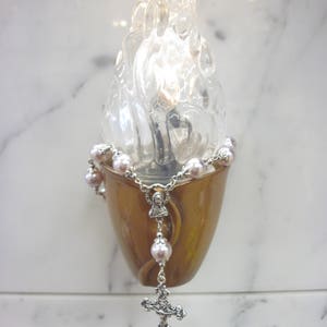 Rosary Sympathy Gift Memorial Mausoleum, Burial, Remembrance, Urn, Guardian Angel, Funeral Cemetery Grave Marker, Loss of Loved One Ornament