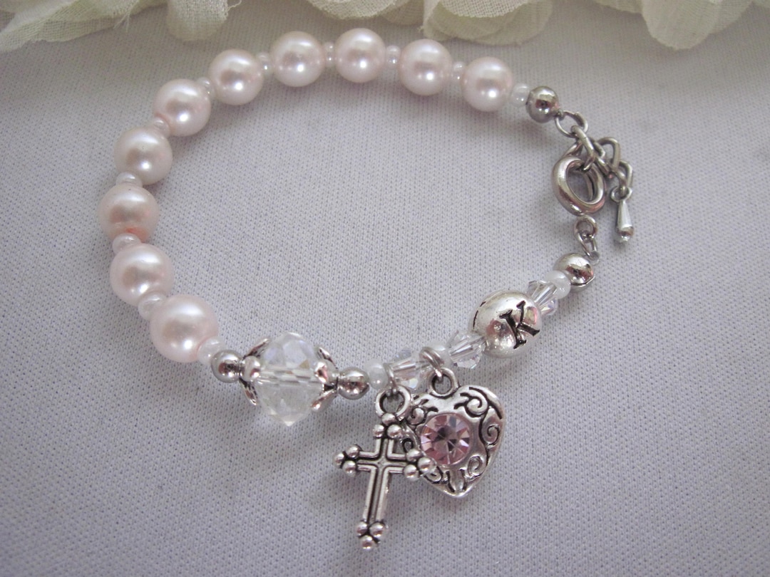 Gold-Plated Girls First Communion Rosary Bracelet