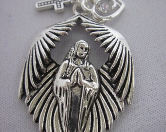 Guardian Angel, Rememberance, Loss of Loved One, Sentimental Pendant Necklace, Birthstone, Personalized, Charms, Pendant, Gift