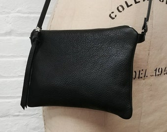 Black Leather Crossbody Bag With 48