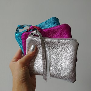 Bolsas de cuero metalizado en tamaños surtidos, 3 colores, personalizadas, monedero, billetera con cierre, purpurina, tarjetero, regalo glamoroso y ostentoso para adolescentes.
