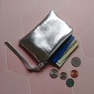Buttery soft gold or silver leather zip pouch in 4 sizes, metallic lambskin, coin purse, zipper, change, bag, Mother's Day, gift under 50 image 6