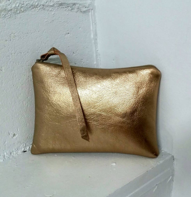 ready to ship Medium leather pouches in pink red and gold