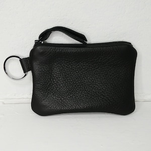 Cartera llavero de cuero en negro + otros colores, forrada, monedero, tarjetero, llavero, llavero, regalo para preadolescentes y adolescentes, regalo hecho a mano por menos de 50