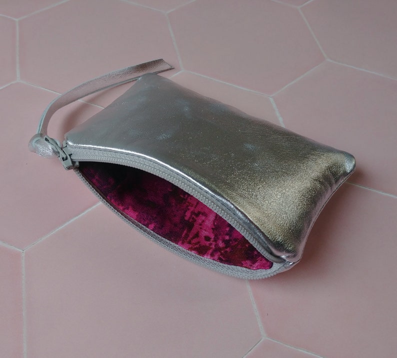 Buttery soft gold or silver leather zip pouch in 3 sizes, metallic lambskin, coin purse, zipper, change, bag, Mother's Day, gift under 50 image 7