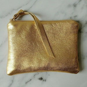 Buttery soft gold or silver leather zip pouch in 3 sizes, metallic lambskin, coin purse, zipper, change, bag, Mother's Day, gift under 50 image 2