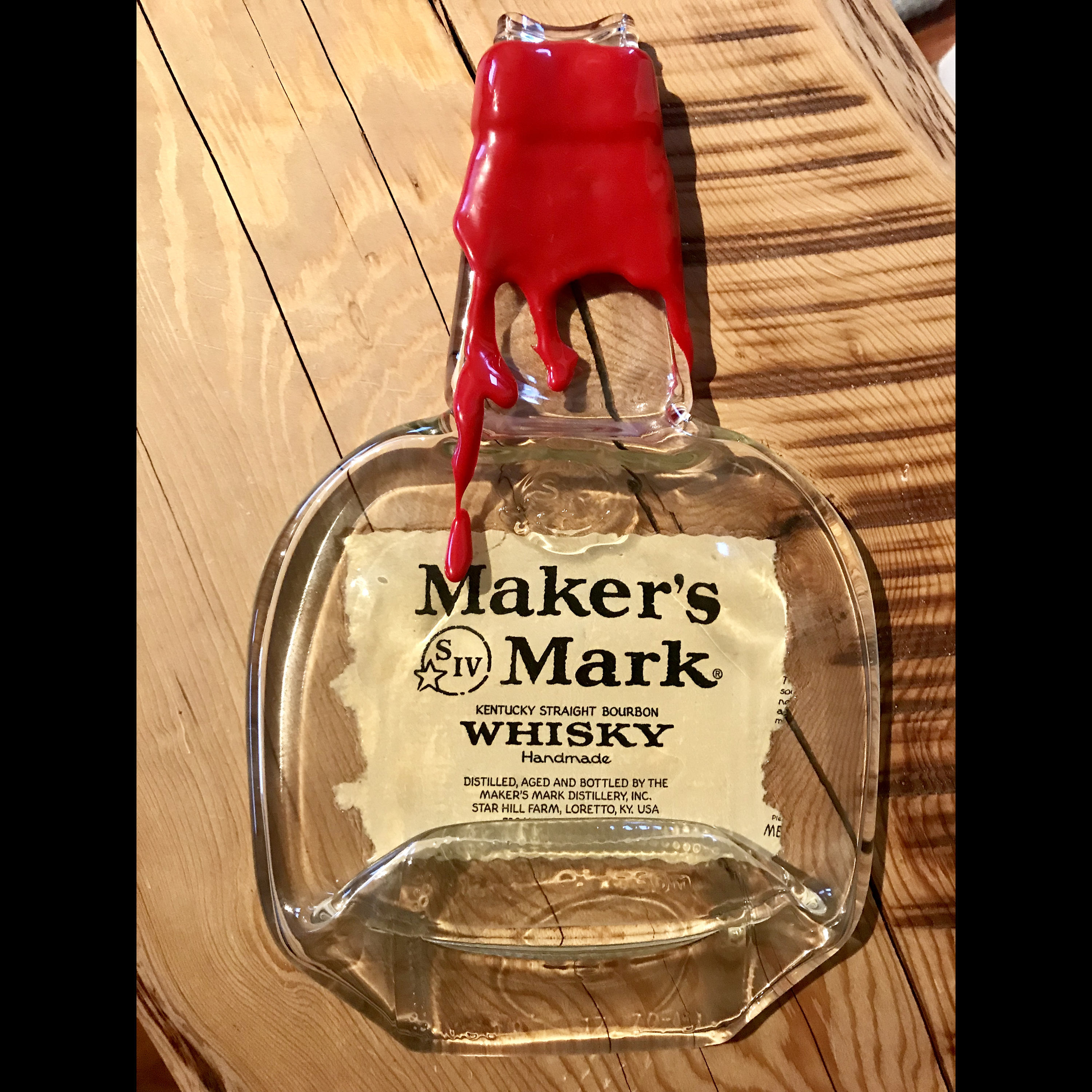 Makers Mark Melted Whiskey Bottle Glass Serving Dish Platter Etsy
