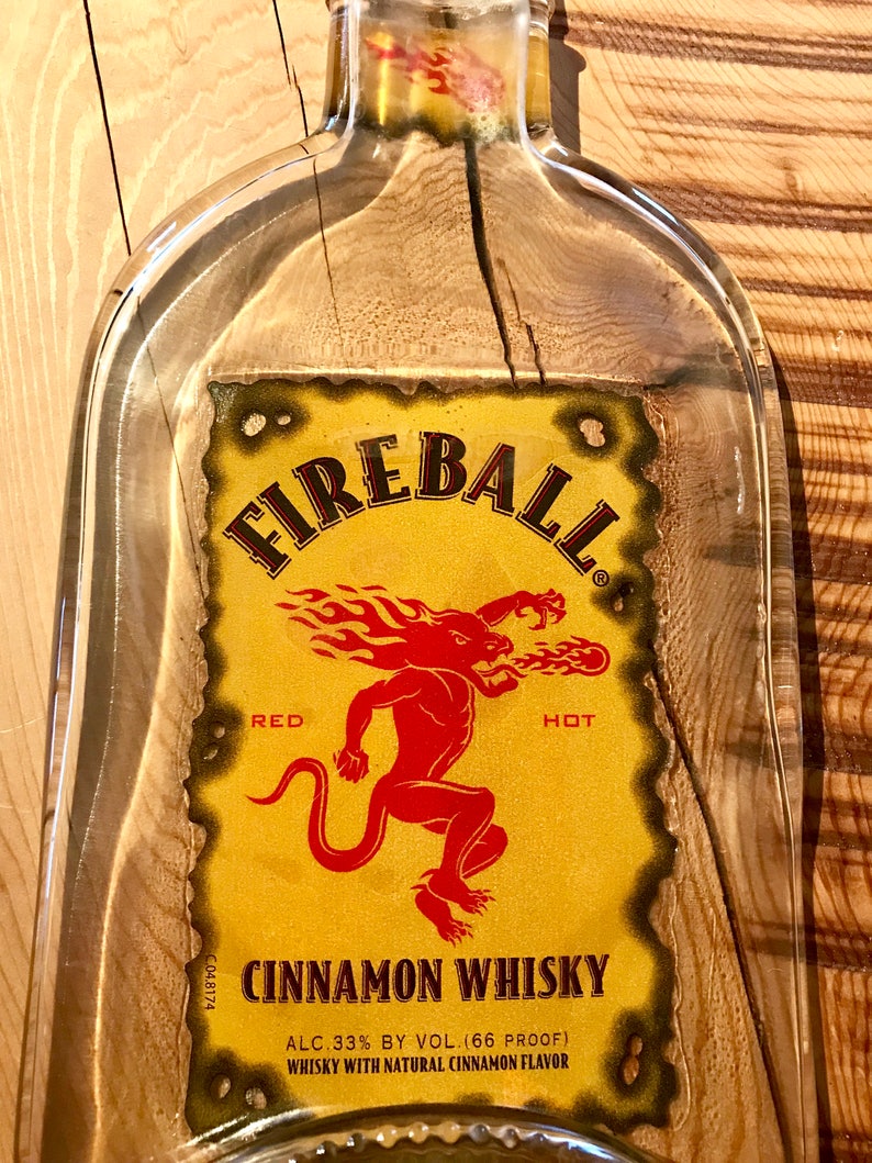 Fireball Cinnamon Melted Whiskey Bottle Glass Serving Dish Etsy