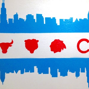 Chicago flag skyline - sports painting